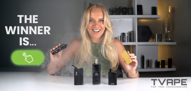 Woman showcasing the best dry herb vaporizers