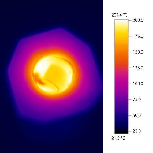 Accurate temperature readings of the Nectar Hex chamber using thermal camera.
