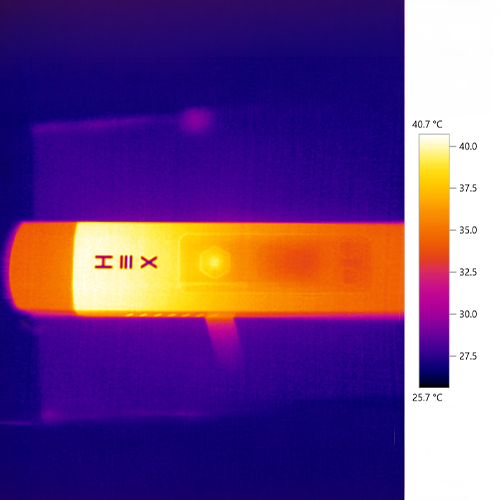 Thermal camera view of Nectar Hex temperature during a session.