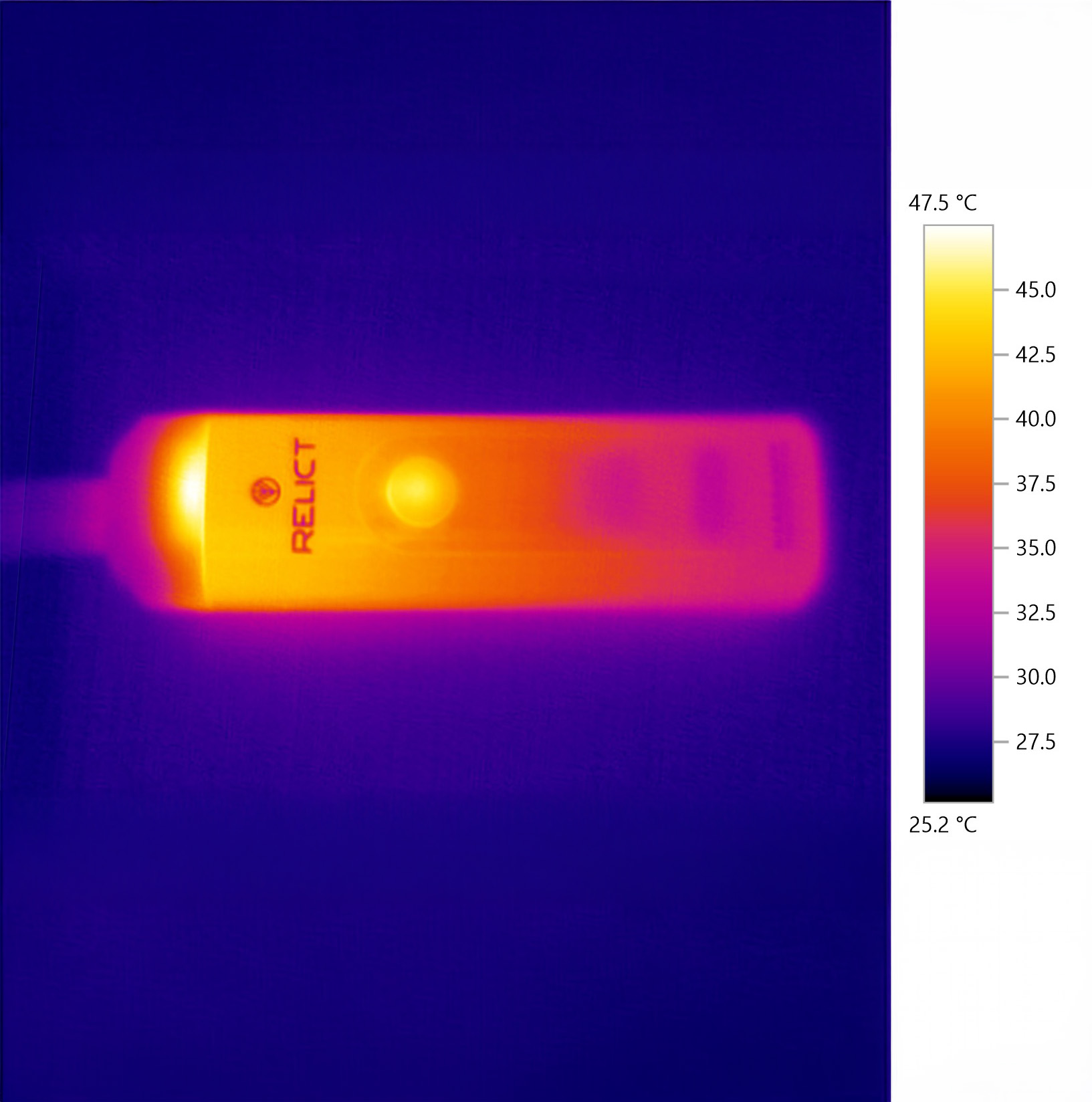 Thermal camera view of Norddampf Relict temperature during a session.