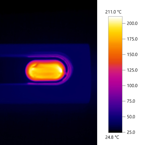 Accurate temperature readings of the Pax Flow chamber using thermal camera.