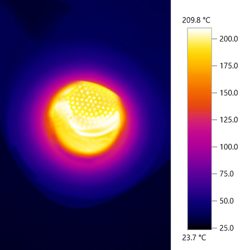 Accurate temperature readings of the Tronian Milatron chamber using thermal camera.
