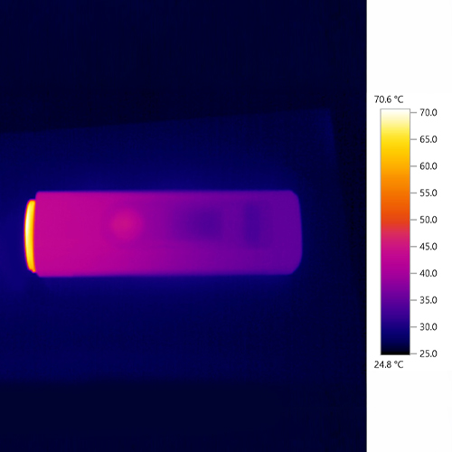 Thermal camera view of Tronian Milatron temperature during a session.