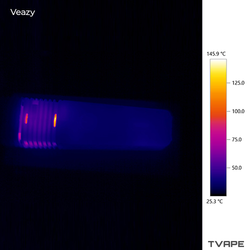 Thermal camera view of Veazy temperature during a session.