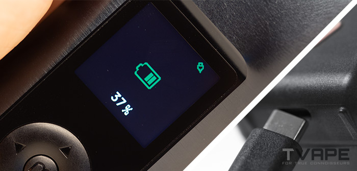 Arizer Solo 3 Battery shown on screen with USB-C port next to it