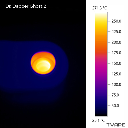Dr. Dabber Ghost 2 close up image with a thermal camera of the heating chamber after a session on 270°C