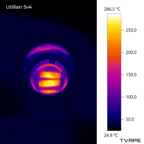 Utillian 5 (V4) close up image with a thermal camera of the heating chamber after a session on 270°C