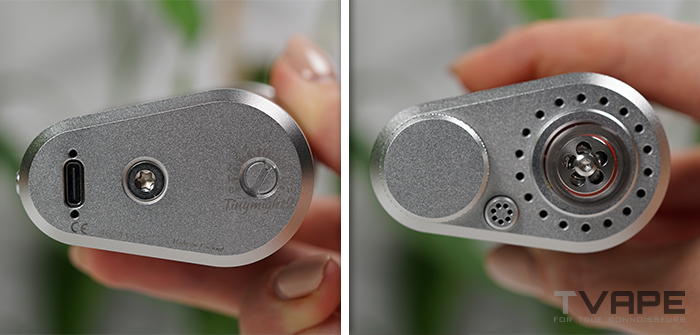 Tinymight 2 temperature dial and top of the deivce showing chamber