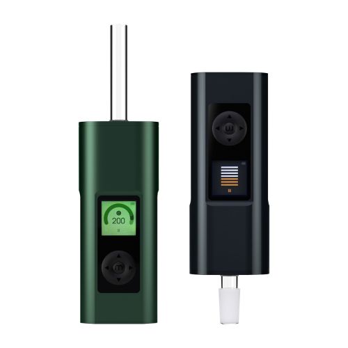 Arizer Solo 3 v2.0 vaporizer with the screen turned on. Intergalactic color option is turned upside down, showing the automatic display inversion