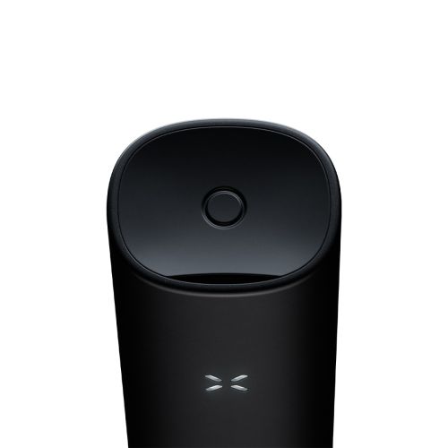 Close-up of PAX Flow mouthpiece and LED indicator – portable vaporizer detail (Onyx color option)