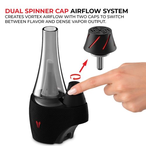 Utillian 8 Turbo Dual Spinner Cap Airflow System demonstration showing hand adjusting the carb cap for customizable vapor draw