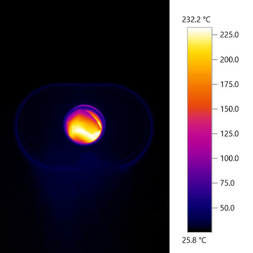 Accurate temperature readings of the Arizer Solo 3 chamber using thermal camera.