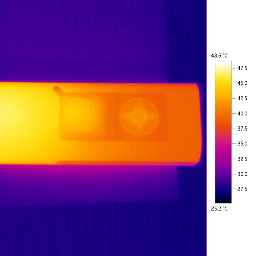 Thermal camera view of Arizer Solo 3 temperature during a session.