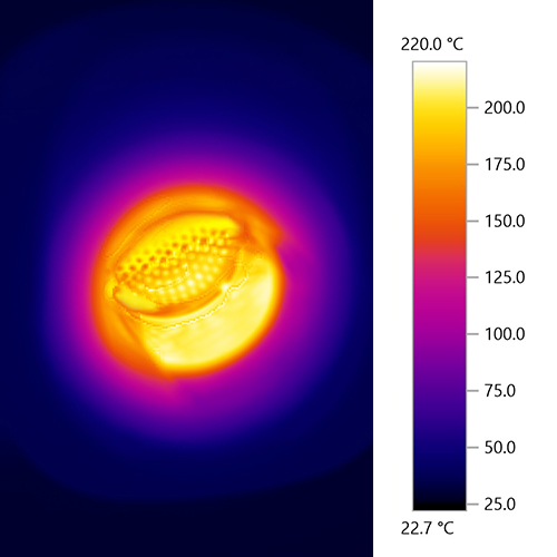 Accurate temperature readings of the Utillian 723 chamber using thermal camera.