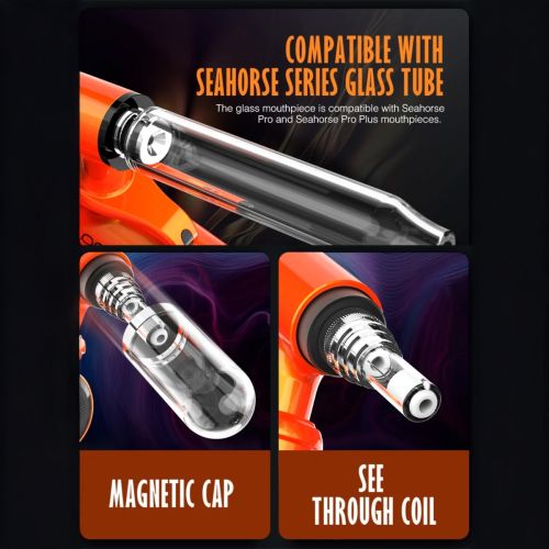 Lookah Giraffe close up of glass tube, tip, and cap