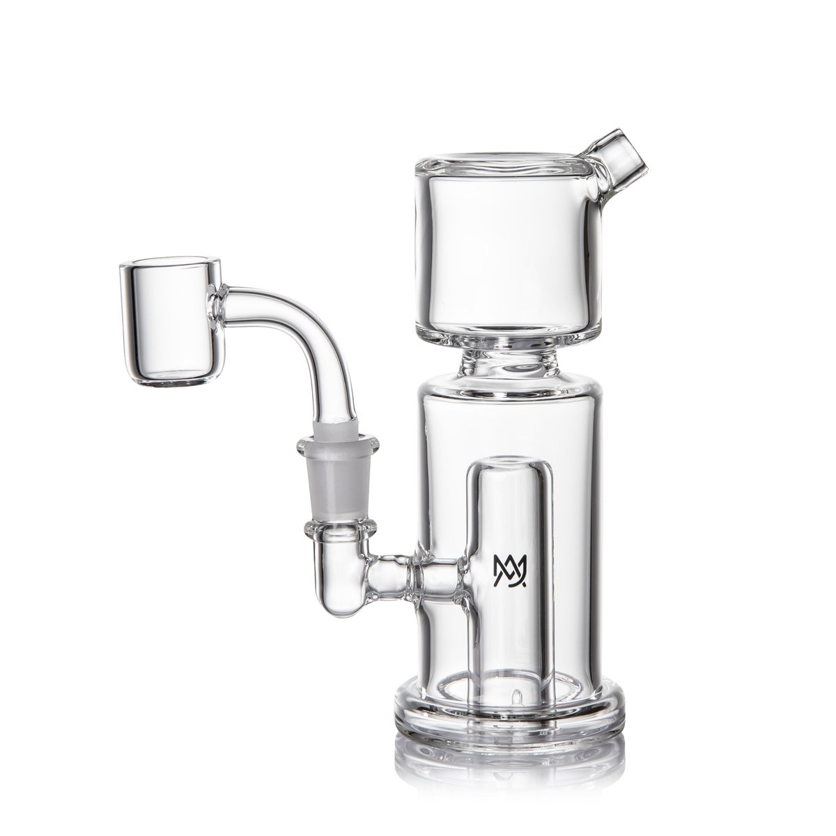 MJ Arsenal Column Mini Dab Rig with angled mouthpiece and side quartz banger.