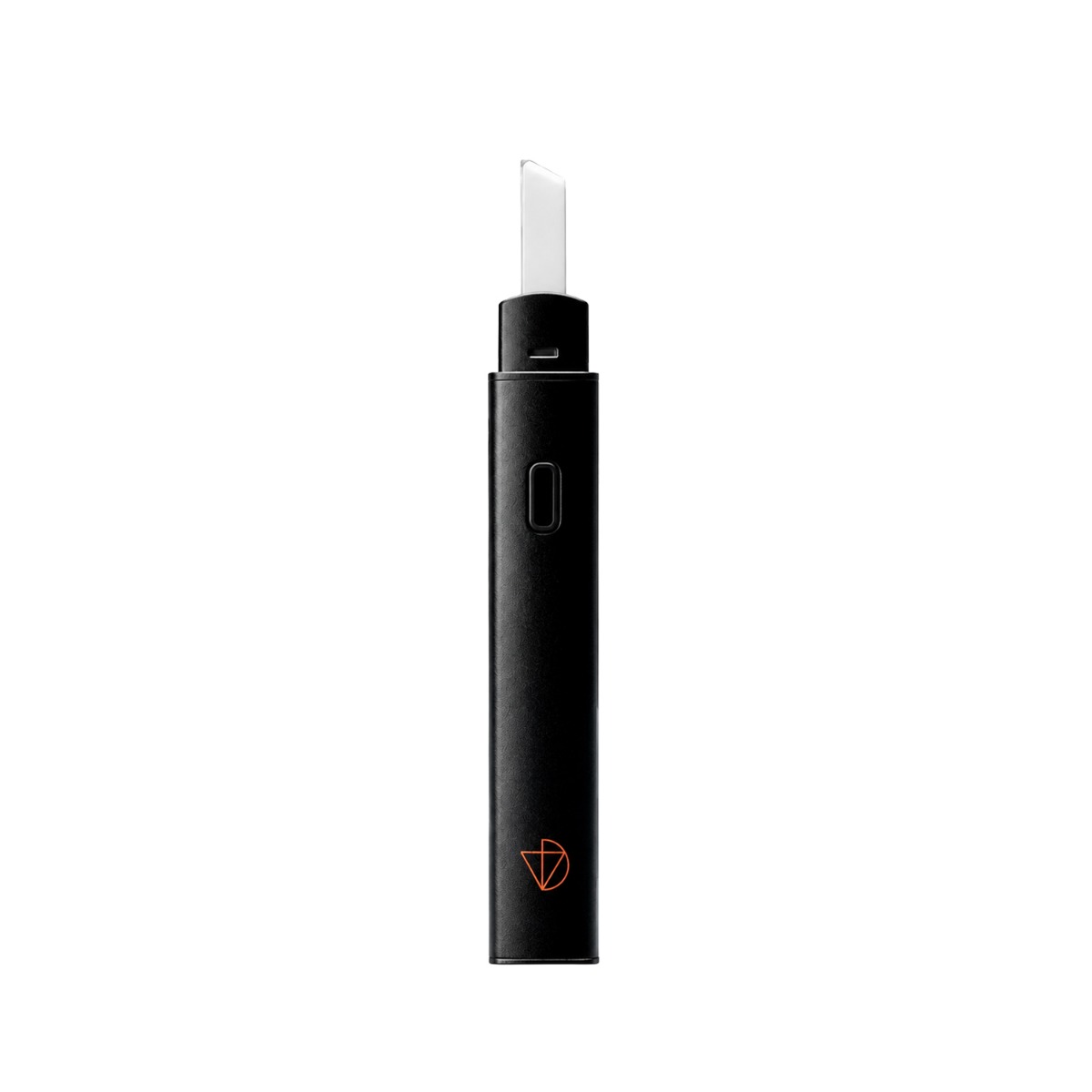 DaVinci Hot Knife electric dab tool in black, shown upright with its white ceramic tip exposed at the top and a side power button.