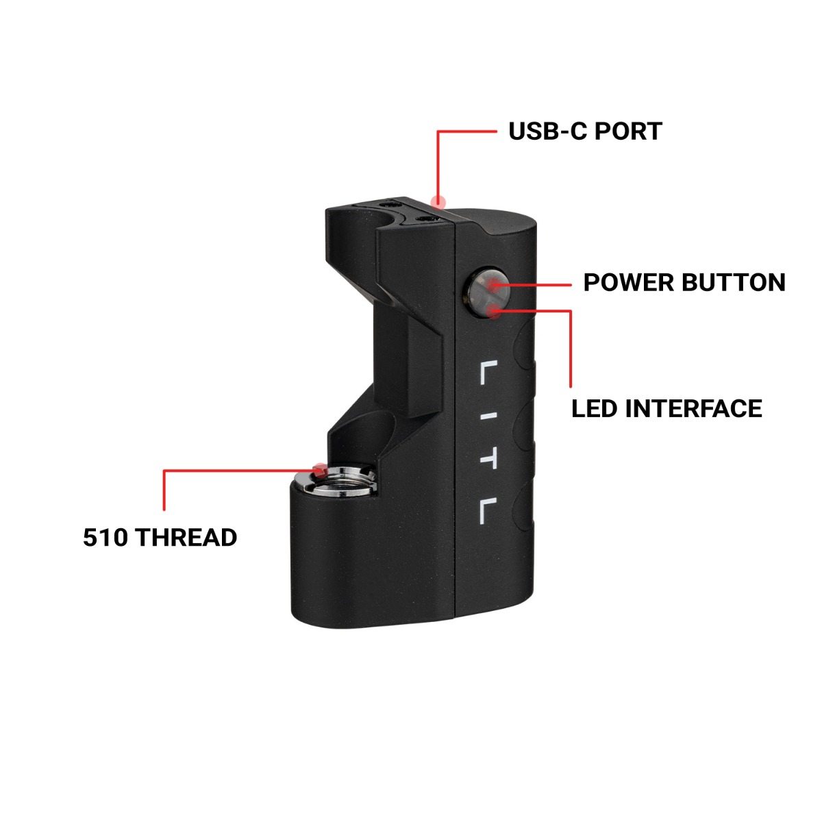 lit vape battery Litl Bit 510 Threaded + FREE Shipping What's The Difference Between voltage Size:BLACK AND DREAMING LUCY
