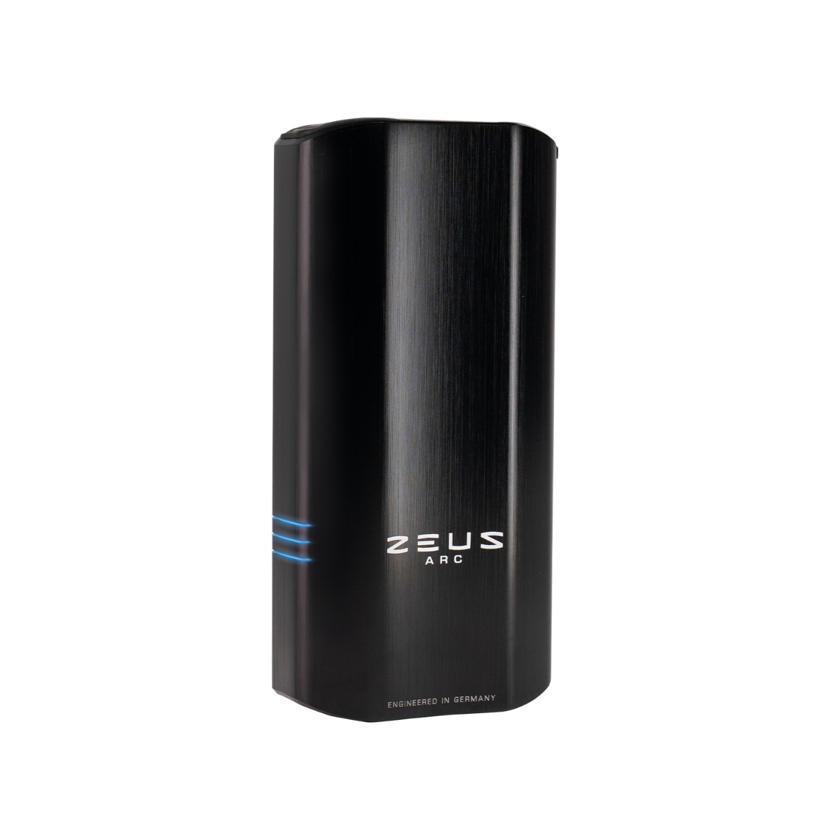 Black Zeus Arc S2 portable vaporizer side view - compact design with USB-C charging and haptic feedback for herbs and concentrates