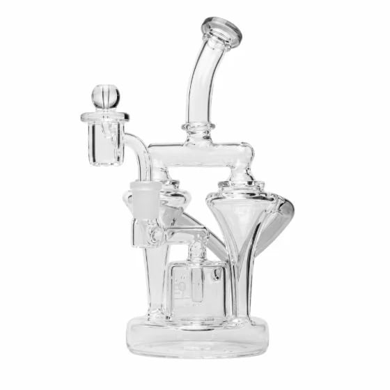 Human Grade Dualing Recycler Glass Rig - side view