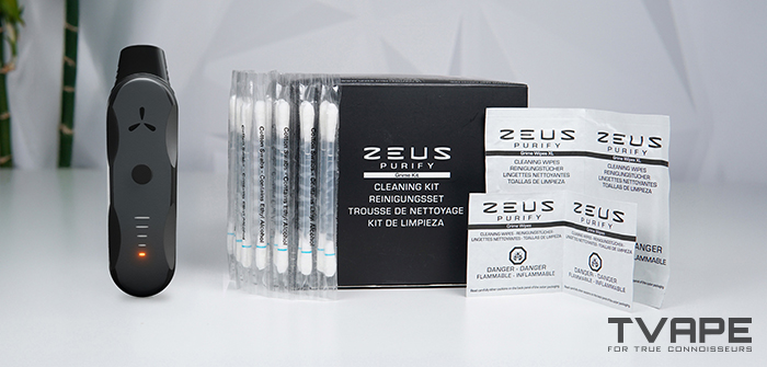 AirVape XS Go vaporizer is shown together with Zeus Purify cleaning kit