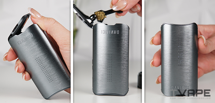 DaVinci IQ3 Dry herb Vaporizer being loaded with herb