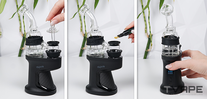 How Ispire Daab E Rig works- dry herb filling into the chamber