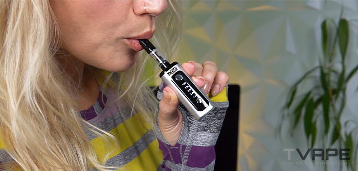 Yocan Kodo Plus in a mouth about to be used