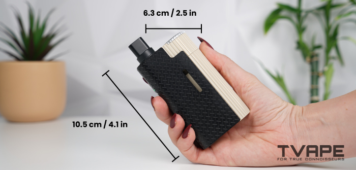 Limelight Frolic dry herb vaporizer dimensions – 10.5 cm height and 6.3 cm width size chart