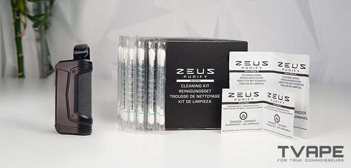 Ooze Duplex 2 concentrate vaporizer is shown with Zeus Purify cleaning accessories