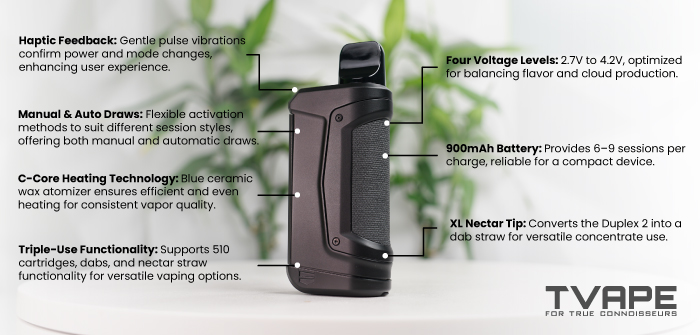 Ooze Duplex 2 concentrate vaporizer - prominent features
