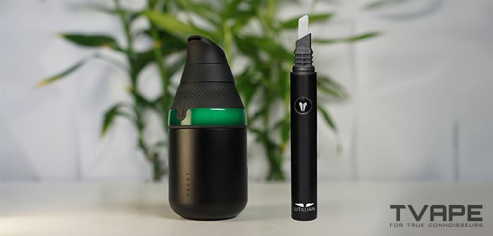Puffco Proxy Core Kit dab pen is shown with the Utillian Hot Wax Axe - a heated dab tool for efficient concentrate loading