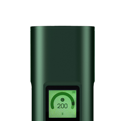 Arizer Solo 3 Portable vaporizer with (green color) and digital display set to 200°C, precise temperature control