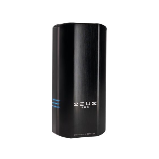Black Zeus Arc S2 portable vaporizer side view - compact design with USB-C charging and haptic feedback for herbs and concentrates