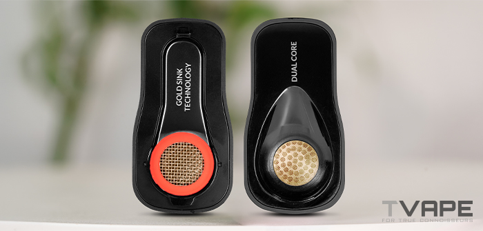 Utillian 850 dry herb vaporizer Gold Sink Technology herb chamber and Dual Core heating chamber close-up view